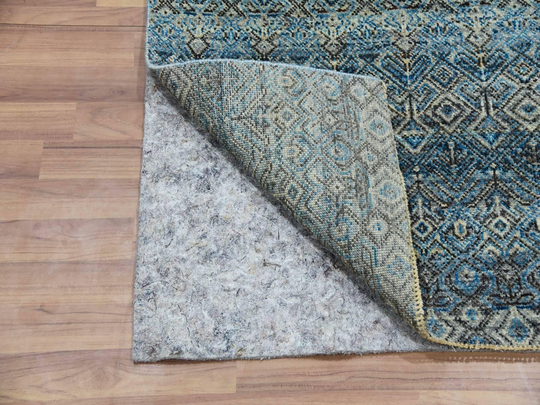 Modern / Contemporary hand-knotted wool runner in Blue, 2'6" x 8'0", SKU O076009