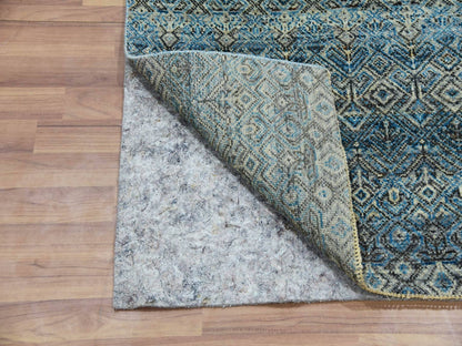 Modern / Contemporary hand-knotted wool runner in Blue, 2'6" x 8'0", SKU O076009