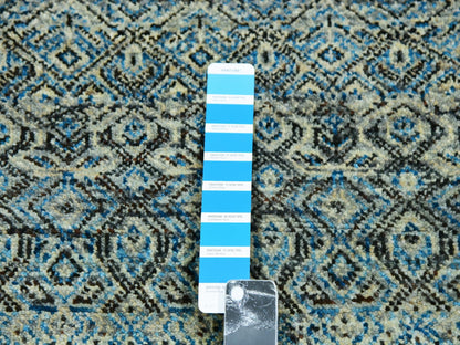 Modern / Contemporary hand-knotted wool runner in Blue, 2'6" x 8'0", SKU O076009