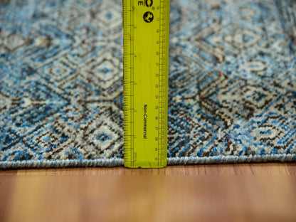 Modern / Contemporary hand-knotted wool runner in Blue, 2'6" x 8'0", SKU O076009
