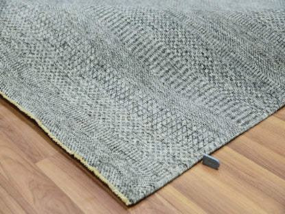 Grey 8'0" x 8'0" Modern / Contemporary Hand knotted Wool Rug - Sku: O076010