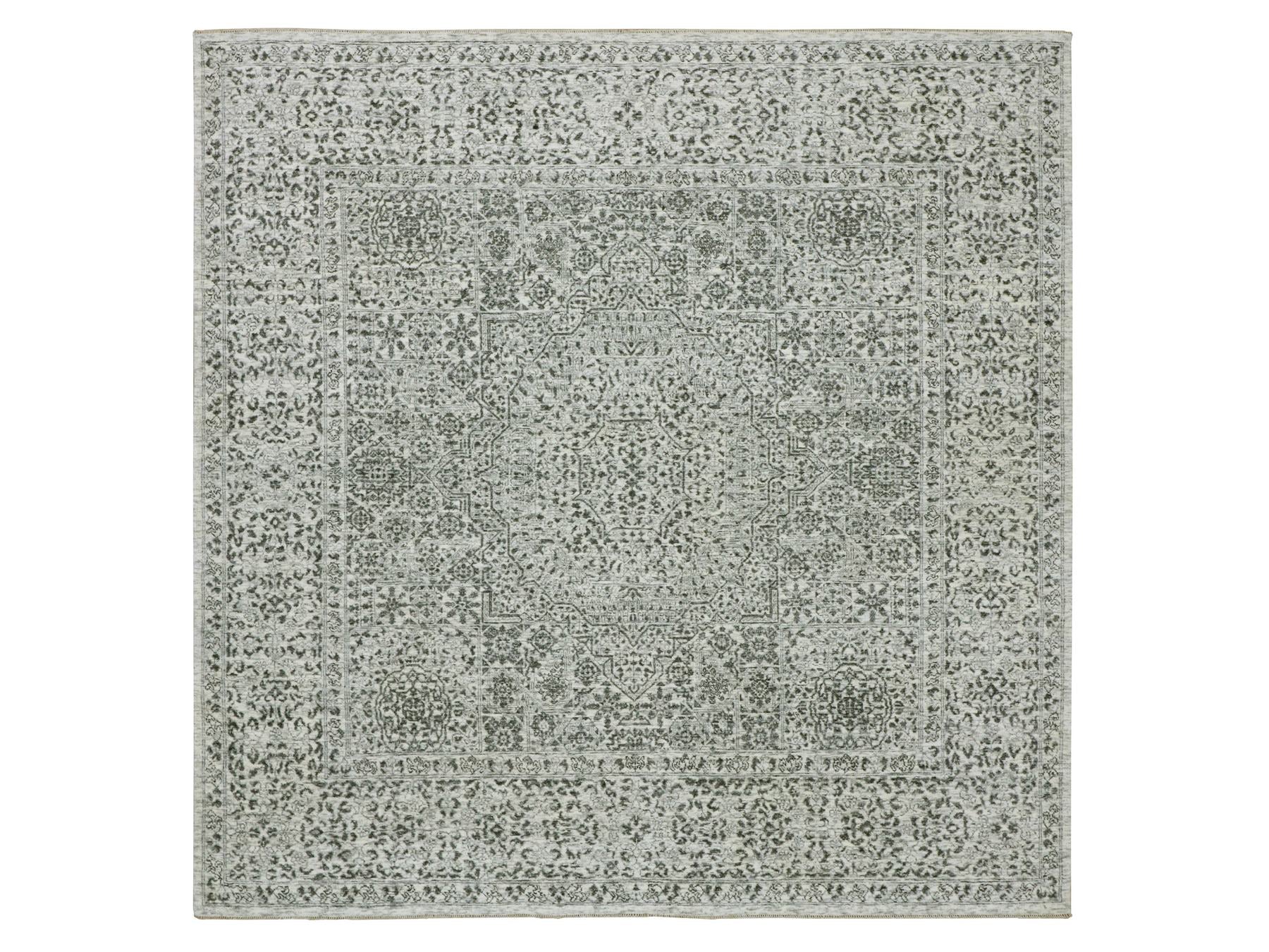 Mamluk Traditional hand-knotted wool rug in Ivory, 8'2" x 8'2", SKU O076011