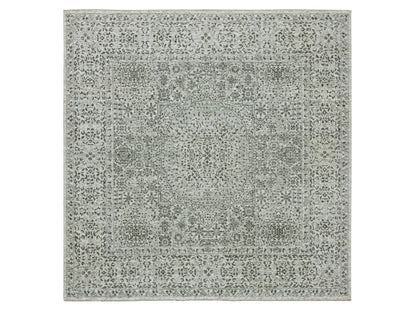 Ivory 8'2" x 8'2" Mamluk Hand knotted Wool Rug - Sku: O076011