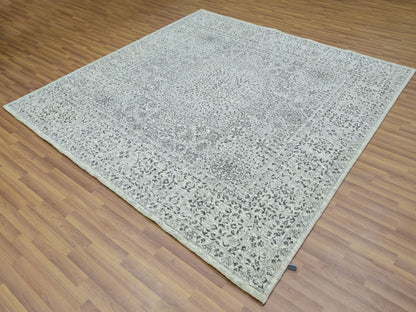 Ivory 8'2" x 8'2" Mamluk Hand knotted Wool Rug - Sku: O076011