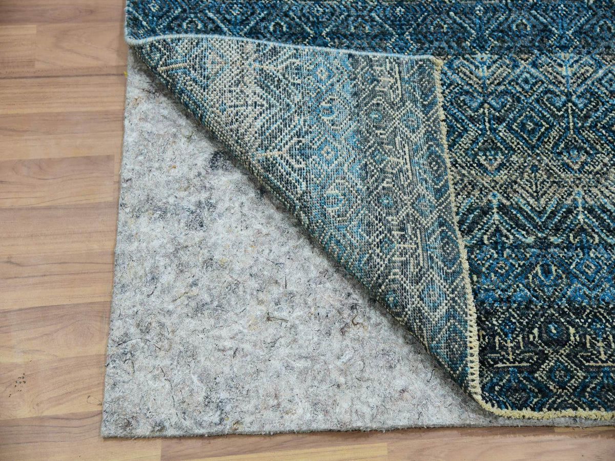 Modern / Contemporary hand-knotted wool runner in Blue, 2'8" x 8'1", SKU O076014