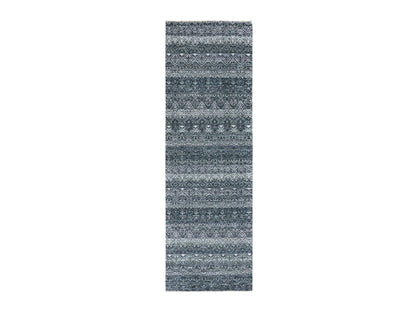 Grey 2'7" x 8'0" Modern / Contemporary Hand knotted Wool Rug - Sku: O076020