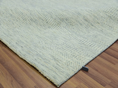 Ivory 8'1" x 9'10" Modern and Contemporary Hand knotted Wool Rug - Sku: O076022