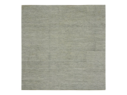 Ivory 7'11" x 8'0" Modern and Contemporary Hand knotted Wool Rug - Sku: O076023