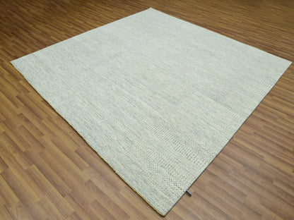 Ivory 7'11" x 8'0" Modern and Contemporary Hand knotted Wool Rug - Sku: O076023