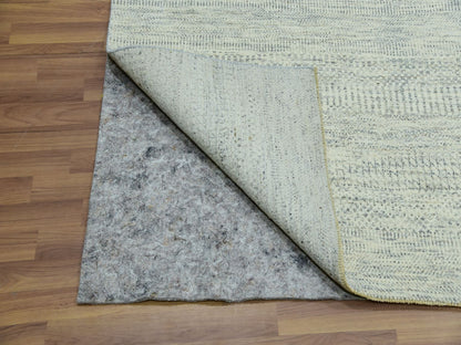 Ivory 7'11" x 8'0" Modern and Contemporary Hand knotted Wool Rug - Sku: O076023