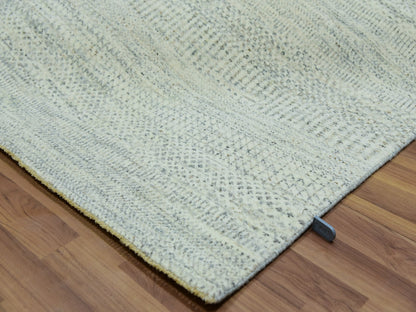 Ivory 7'11" x 8'0" Modern and Contemporary Hand knotted Wool Rug - Sku: O076023