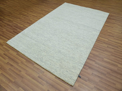 Ivory 5'10" x 9'1" Modern and Contemporary Hand knotted Wool Rug - Sku: O076024