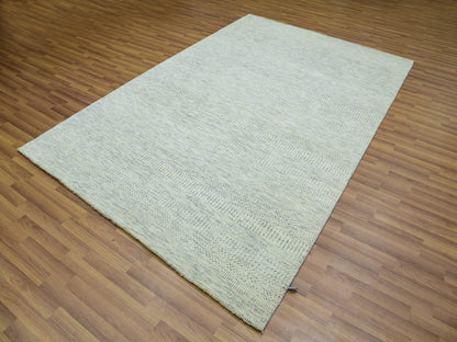 Ivory 6'0" x 9'0" Modern and Contemporary Hand knotted Wool Rug - Sku: O076025