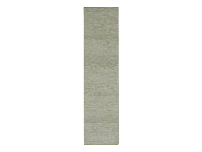Ivory 2'7" x 10'1" Modern and Contemporary Hand knotted Wool Rug - Sku: O076027