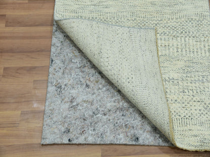 Ivory 2'7" x 10'1" Modern and Contemporary Hand knotted Wool Rug - Sku: O076027