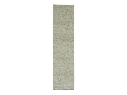Ivory 2'6" x 10'1" Modern and Contemporary Hand knotted Wool Rug - Sku: O076028