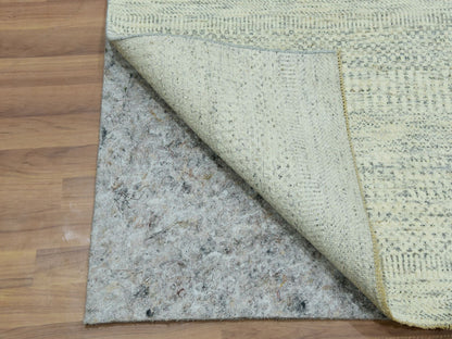 Ivory 2'6" x 10'1" Modern and Contemporary Hand knotted Wool Rug - Sku: O076028