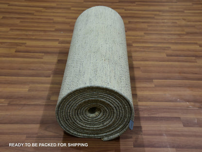 Ivory 2'6" x 29'9" Modern and Contemporary Hand knotted Wool Rug - Sku: O076030
