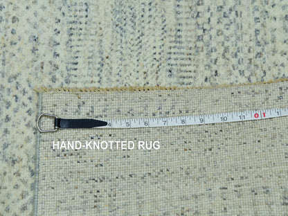 Ivory 2'6" x 29'9" Modern and Contemporary Hand knotted Wool Rug - Sku: O076030
