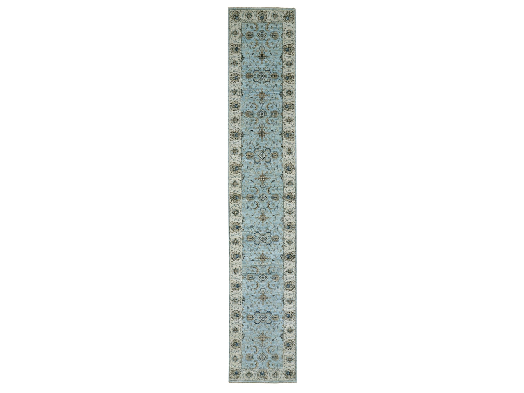 Agra Oushak / Peshawar hand-knotted wool runner in Blue, 2'6" x 14'0", SKU O076033