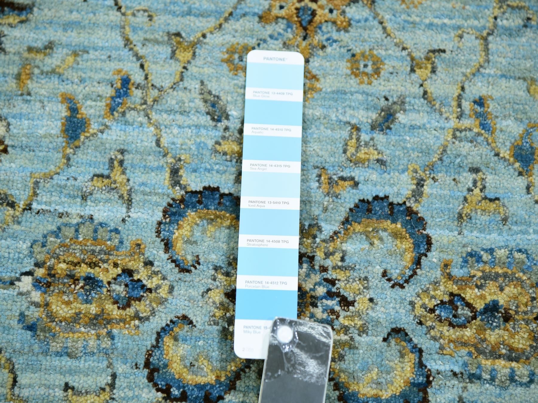 Agra Oushak / Peshawar hand-knotted wool runner in Blue, 2'6" x 14'0", SKU O076033