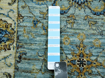 Agra Oushak / Peshawar hand-knotted wool runner in Blue, 2'7" x 15'10", SKU O076034