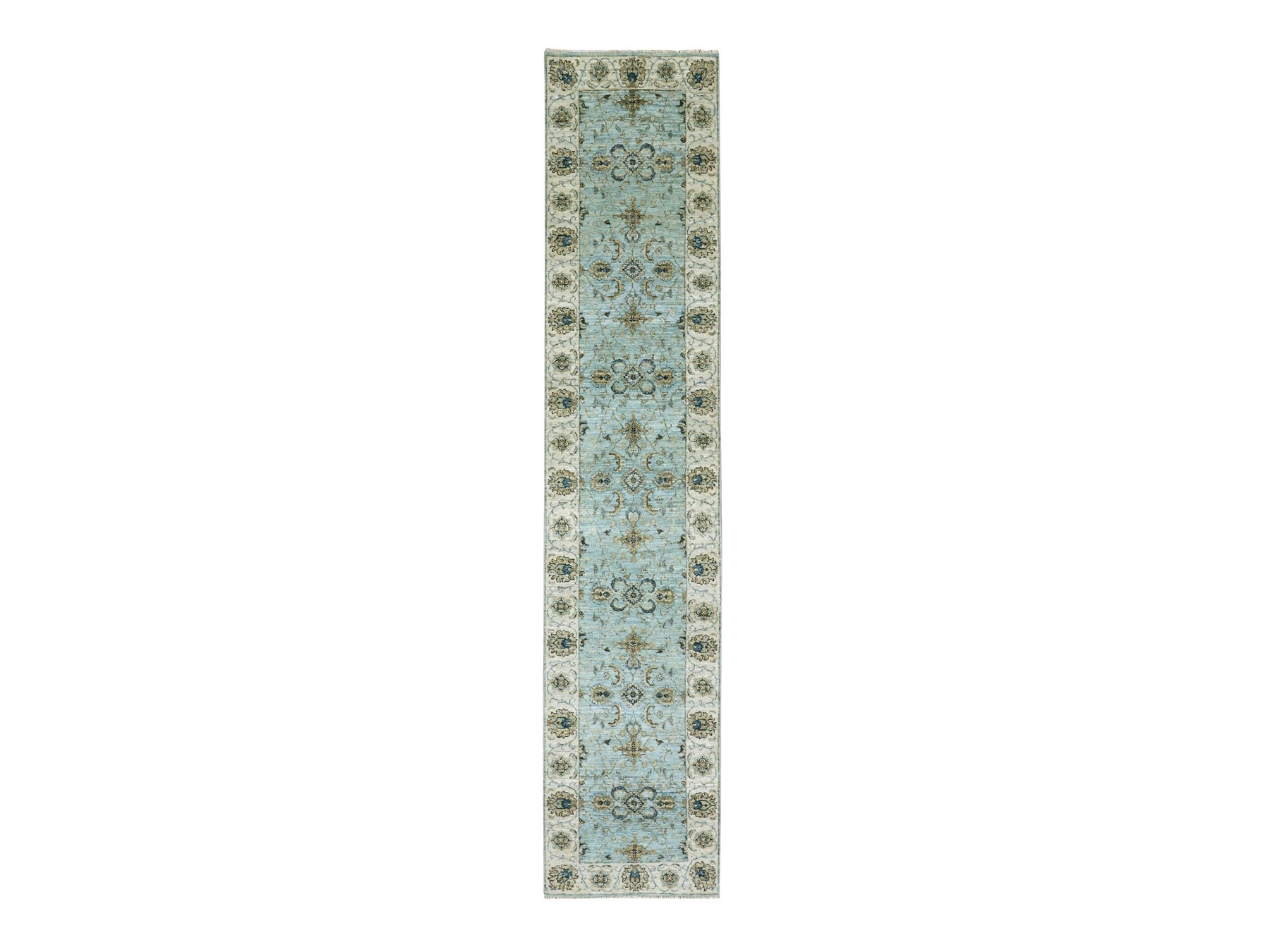 Agra Oushak / Peshawar hand-knotted wool runner in Blue, 2'6" x 12'0", SKU O076035