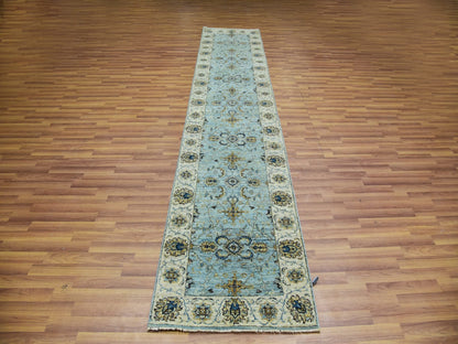Agra Oushak / Peshawar hand-knotted wool runner in Blue, 2'6" x 12'0", SKU O076035