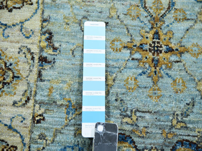 Agra Oushak / Peshawar hand-knotted wool runner in Blue, 2'6" x 12'0", SKU O076035