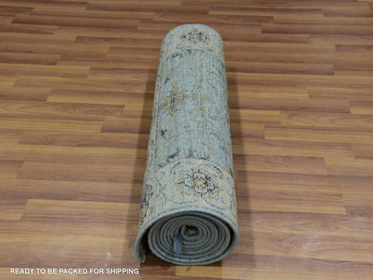 Agra Oushak / Peshawar hand-knotted wool runner in Blue, 2'6" x 12'0", SKU O076035