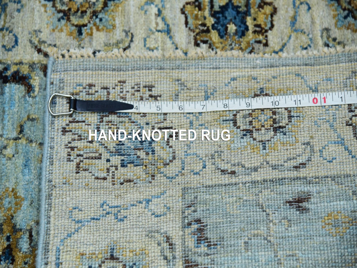 Agra Oushak / Peshawar hand-knotted wool runner in Blue, 2'6" x 12'0", SKU O076035
