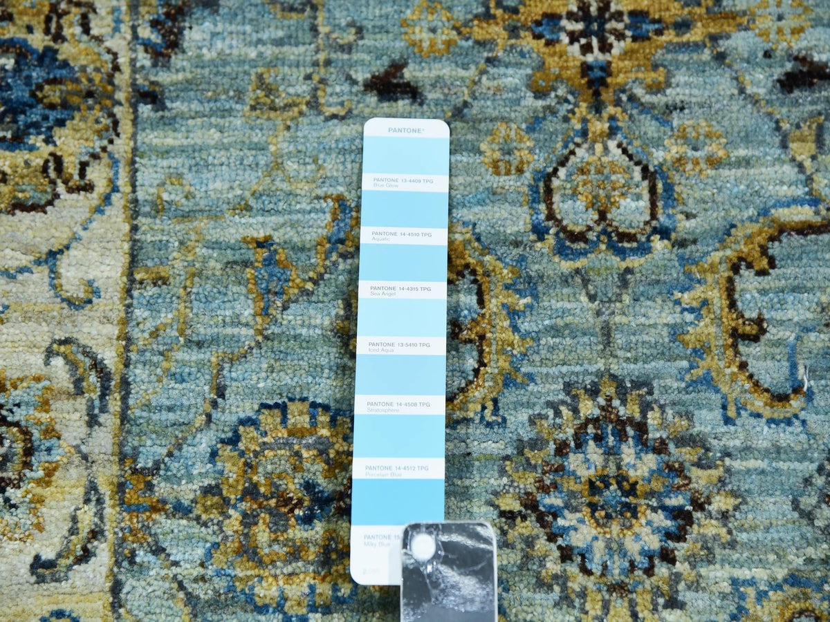 Agra Oushak / Peshawar hand-knotted wool runner in Blue, 2'6" x 22'0", SKU O076036