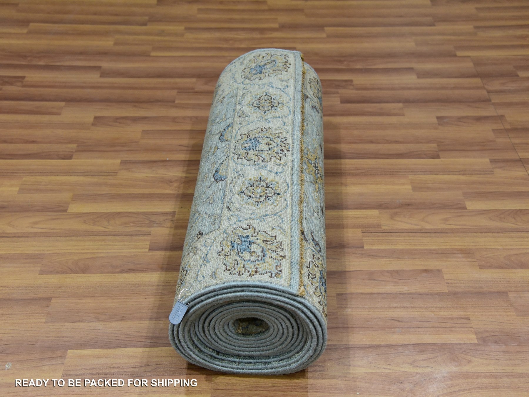 Agra Oushak / Peshawar hand-knotted wool runner in Blue, 2'6" x 22'0", SKU O076036