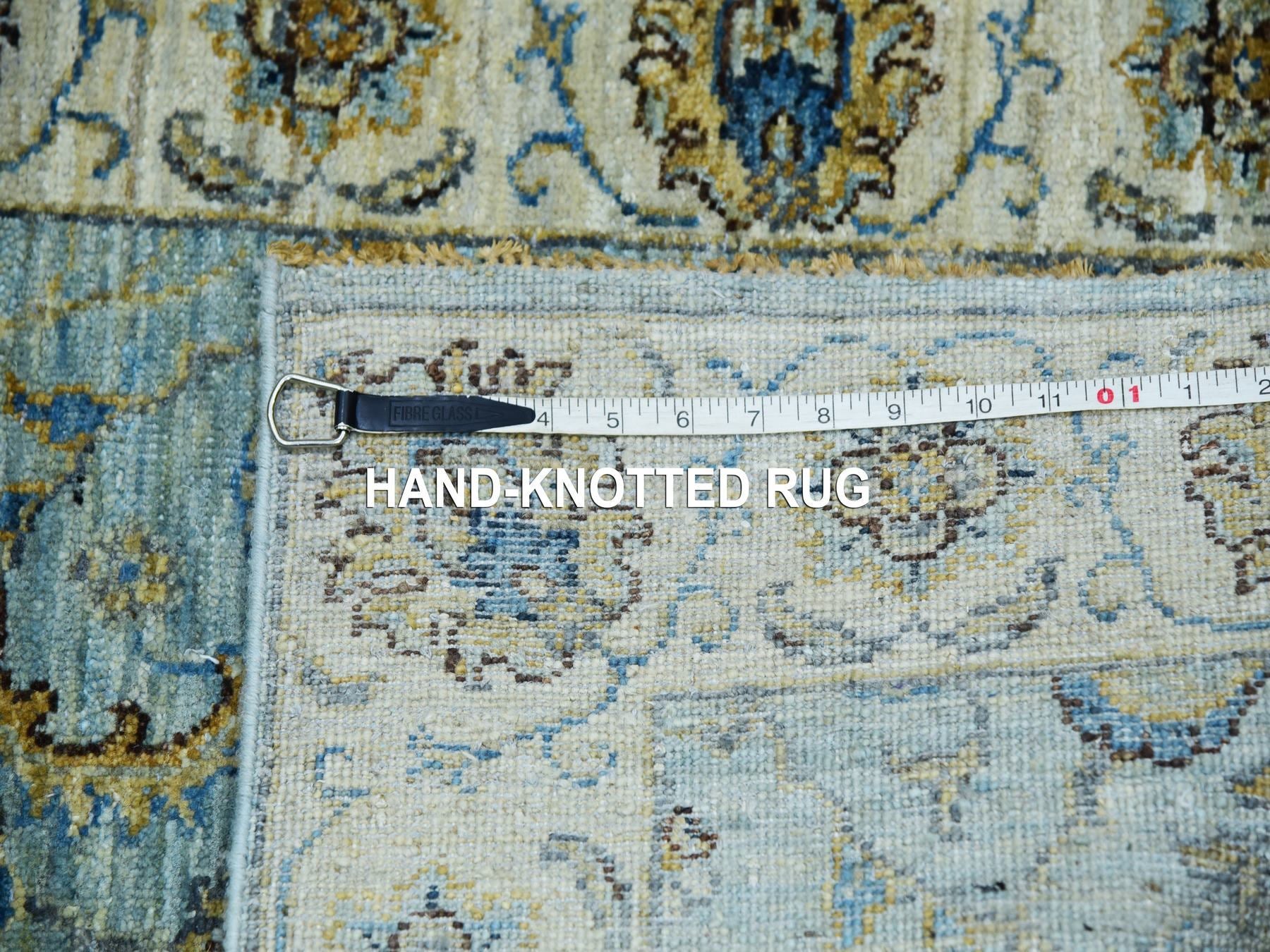 Agra Oushak / Peshawar hand-knotted wool runner in Blue, 2'6" x 22'0", SKU O076036