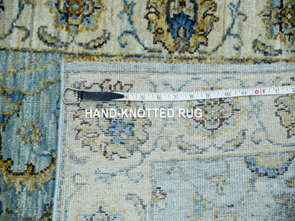 Agra Oushak / Peshawar hand-knotted wool runner in Blue, 2'6" x 22'0", SKU O076036