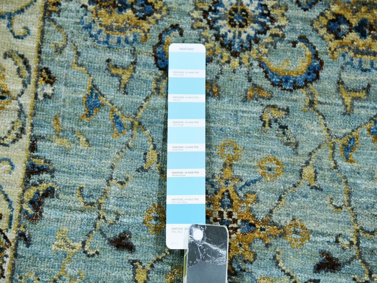 Agra Oushak / Peshawar hand-knotted wool runner in Blue, 2'6" x 25'8", SKU O076037