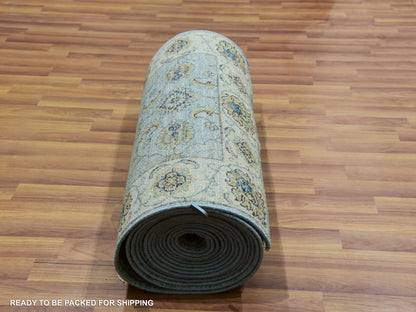 Agra Oushak / Peshawar hand-knotted wool runner in Blue, 2'6" x 25'8", SKU O076037