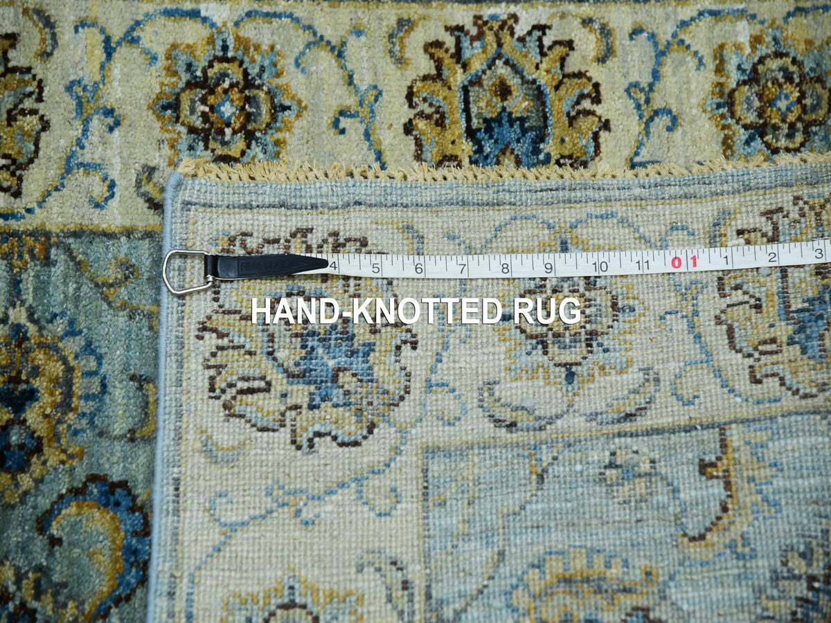Agra Oushak / Peshawar hand-knotted wool runner in Blue, 2'6" x 25'8", SKU O076037