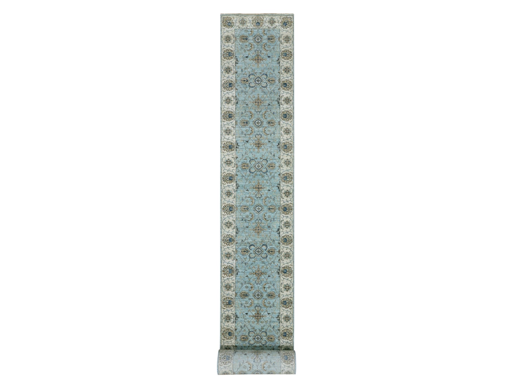 Agra Oushak / Peshawar hand-knotted wool runner in Blue, 2'9" x 24'3", SKU O076038