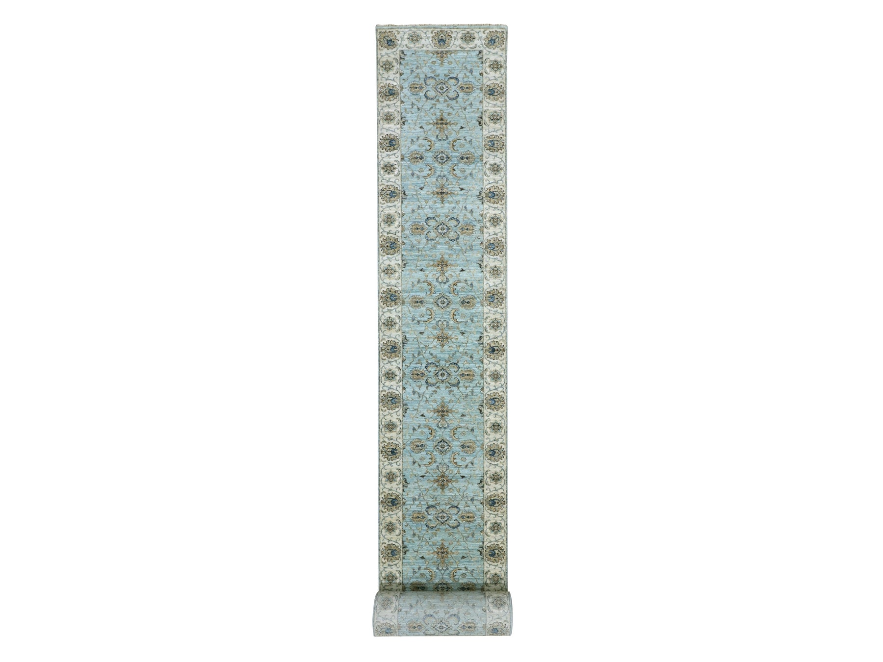 Agra Oushak / Peshawar hand-knotted wool runner in Blue, 2'8" x 29'9", SKU O076039