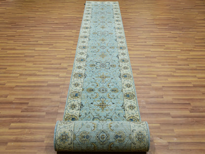 Agra Oushak / Peshawar hand-knotted wool runner in Blue, 2'8" x 29'9", SKU O076039