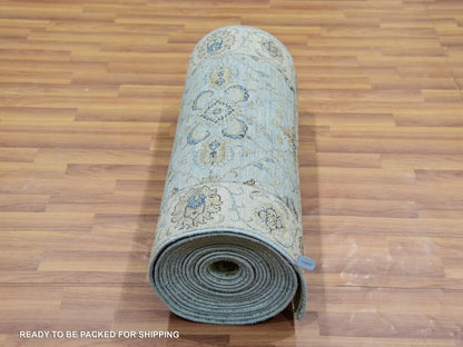 Agra Oushak / Peshawar hand-knotted wool runner in Blue, 2'8" x 29'9", SKU O076039