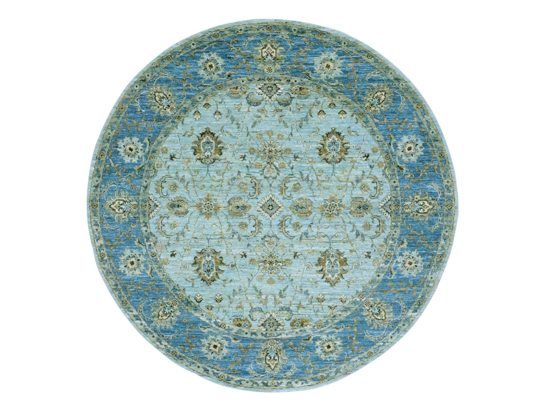 Agra Oushak / Peshawar hand-knotted wool rug in Blue, 6'0" x 6'0", SKU O076046