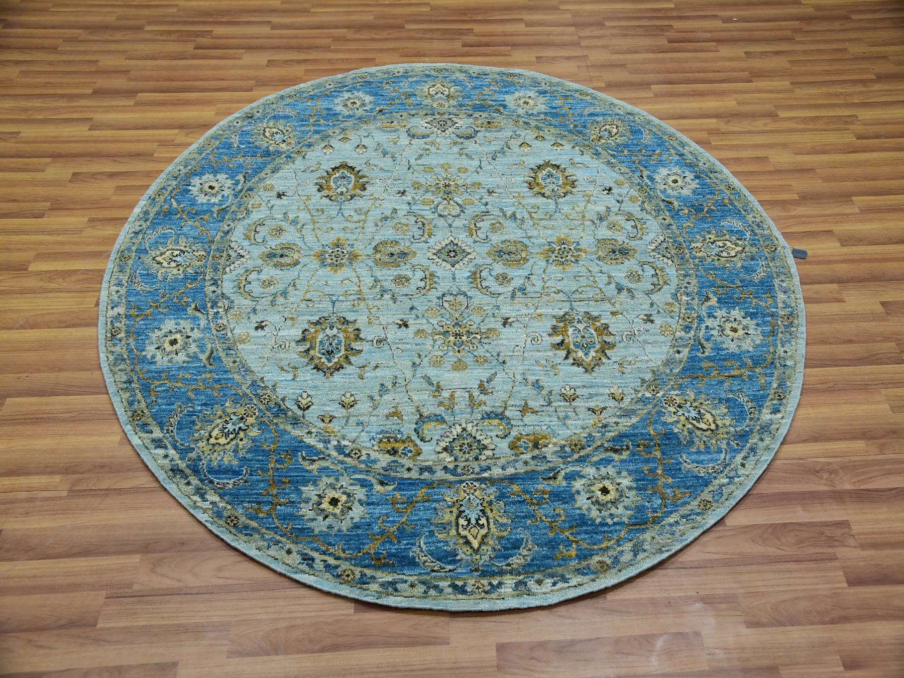 Agra Oushak / Peshawar hand-knotted wool rug in Blue, 6'0" x 6'0", SKU O076046