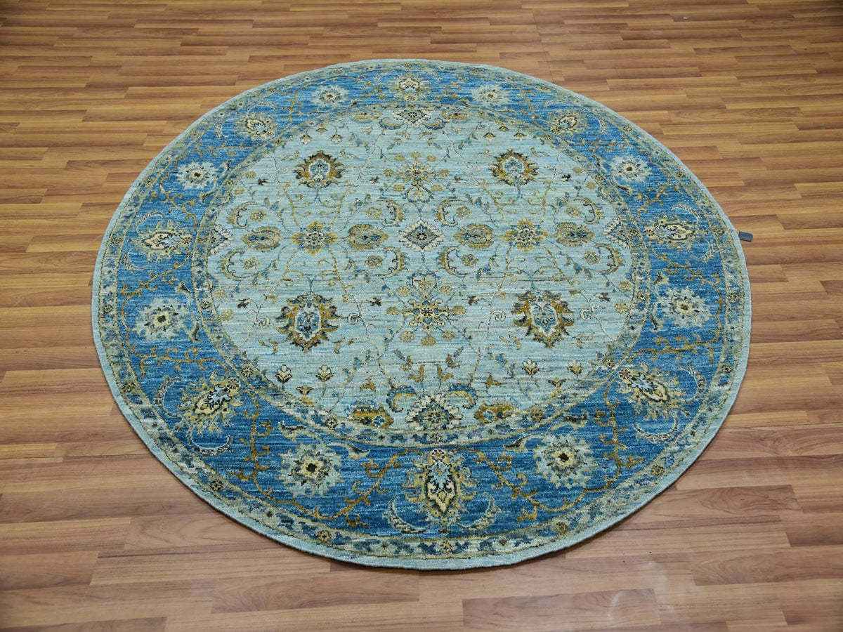Agra Oushak / Peshawar hand-knotted wool rug in Blue, 6'0" x 6'0", SKU O076046