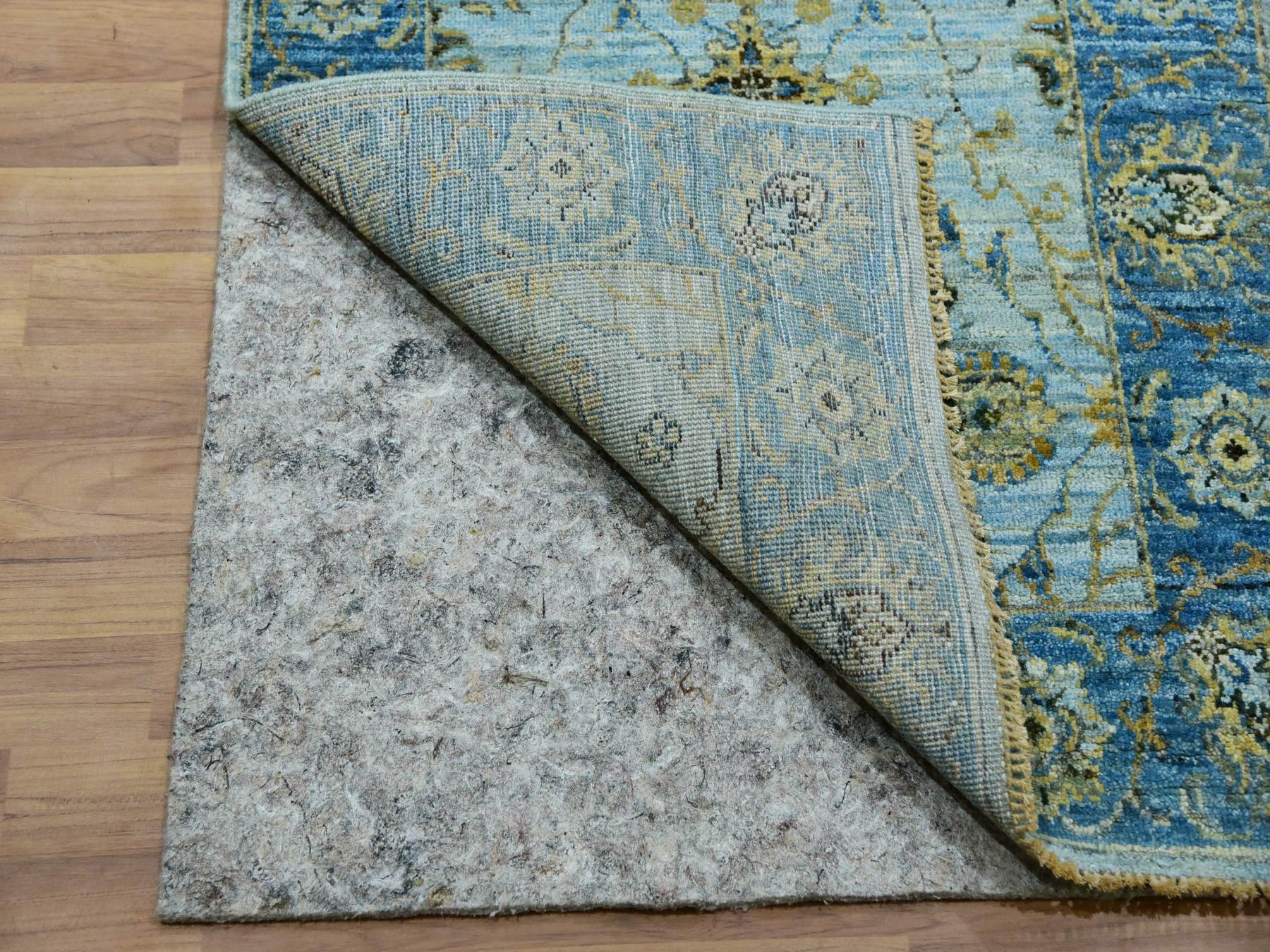 Agra Oushak / Peshawar hand-knotted wool runner in Blue, 2'6" x 14'0", SKU O076050