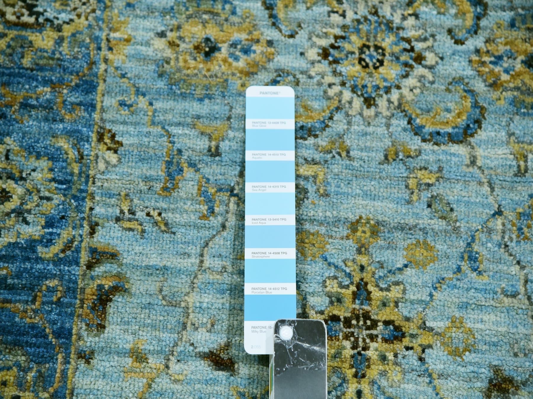 Agra Oushak / Peshawar hand-knotted wool runner in Blue, 2'6" x 14'0", SKU O076050
