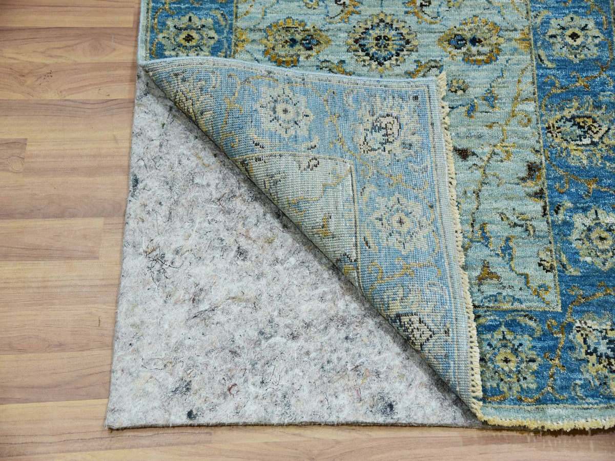 Agra Oushak / Peshawar hand-knotted wool runner in Blue, 2'9" x 16'1", SKU O076051