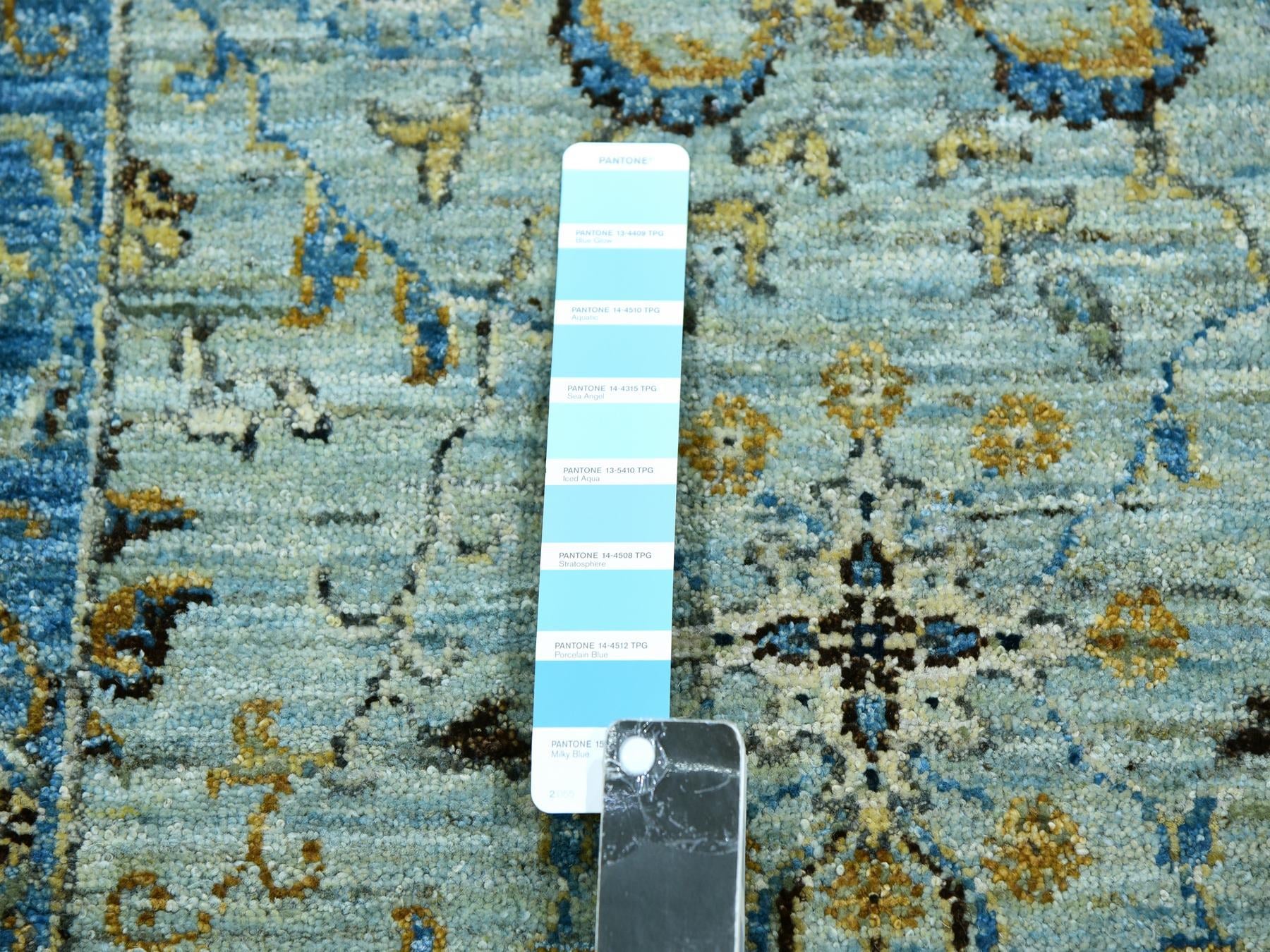 Agra Oushak / Peshawar hand-knotted wool runner in Blue, 2'9" x 16'1", SKU O076051