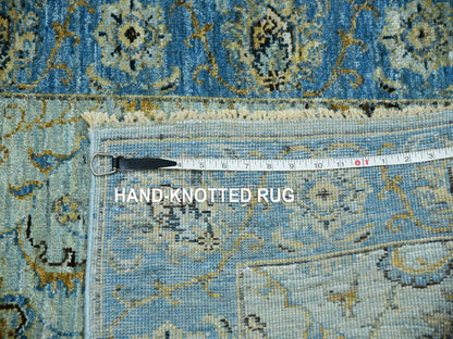 Agra Oushak / Peshawar hand-knotted wool runner in Blue, 2'9" x 16'1", SKU O076051